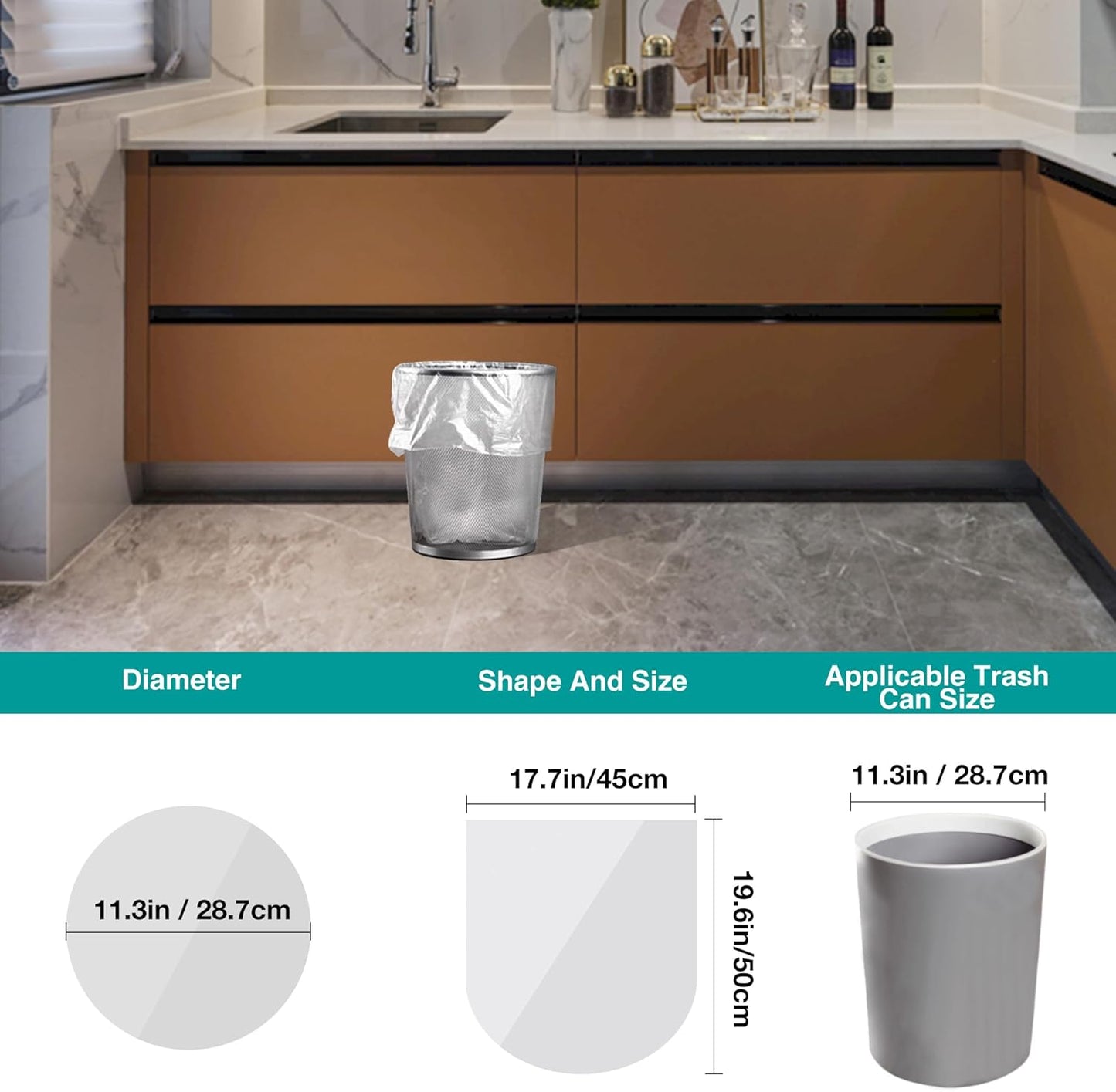 PANSUN 100 Small Trash Bags 10L – Unscented Bin Liners for Bathroom & Kitchen