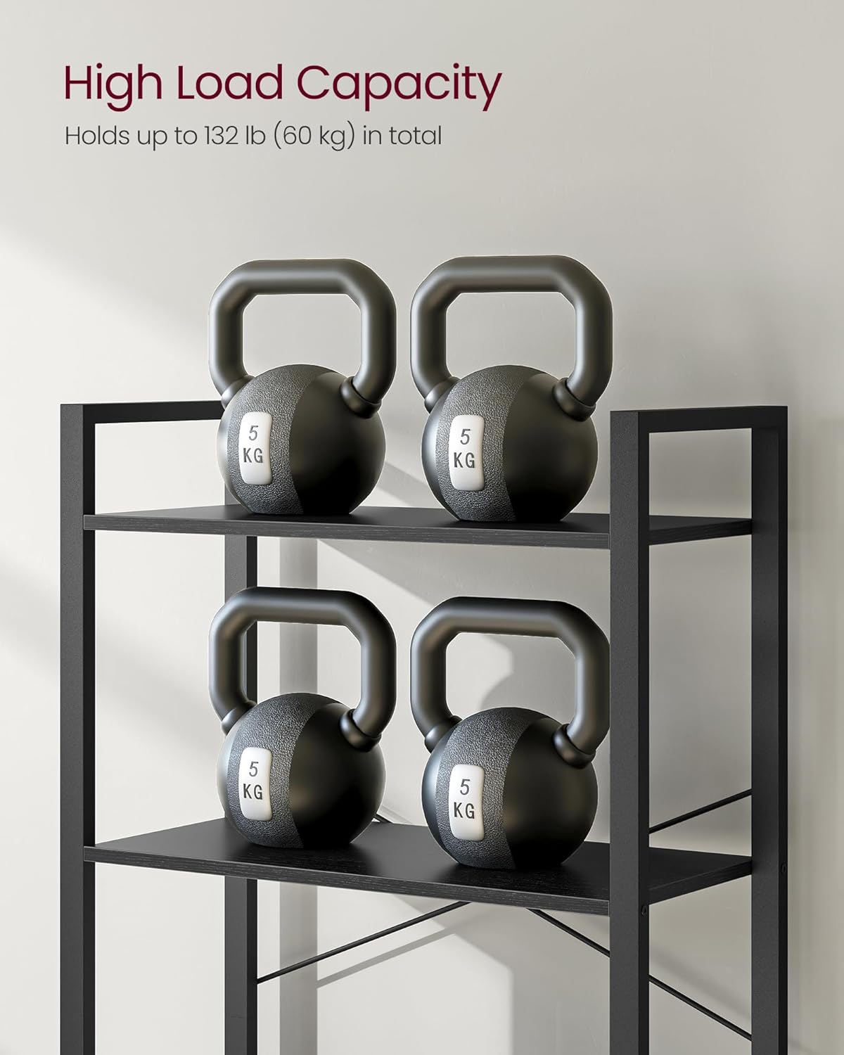 VASAGLE 6-Tier Industrial Bookshelf – Ebony Black Metal Bookcase for Home & Office 30 x 66 x 186 cm