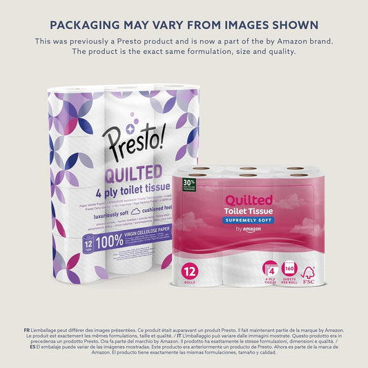 Toilet Tissues, Unscented, 12 Rolls (1 Pack of 12), 160 Sheets per Roll