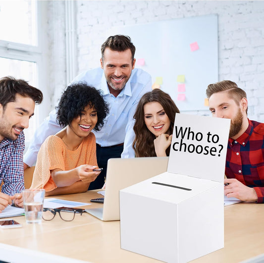 Ballot Box,Suggestion Box,Foldable Cardboard Ballot Boxes,Feedback Card Boxs,with Slotted Removable Heads,for Donations,Charity Voting Collecting Fundraising Party Raffle Comment Wedding Blessings