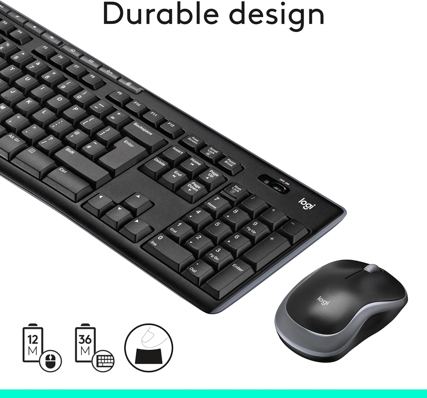 Logitech MK270 Wireless Keyboard & Mouse Combo ā 2.4GHz, Multimedia Keys, UK Layout