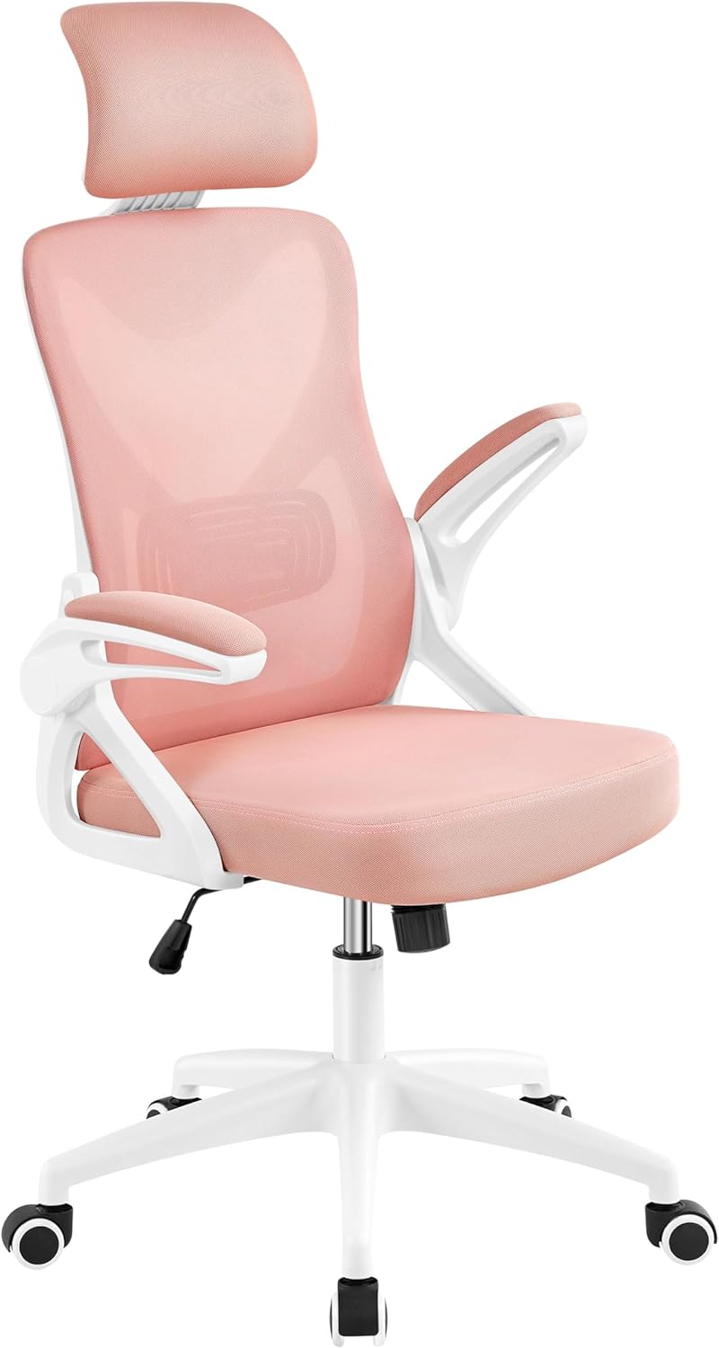 Ergonomic High Back Office Chair with Lumbar Support & Flip-up Arms for Home