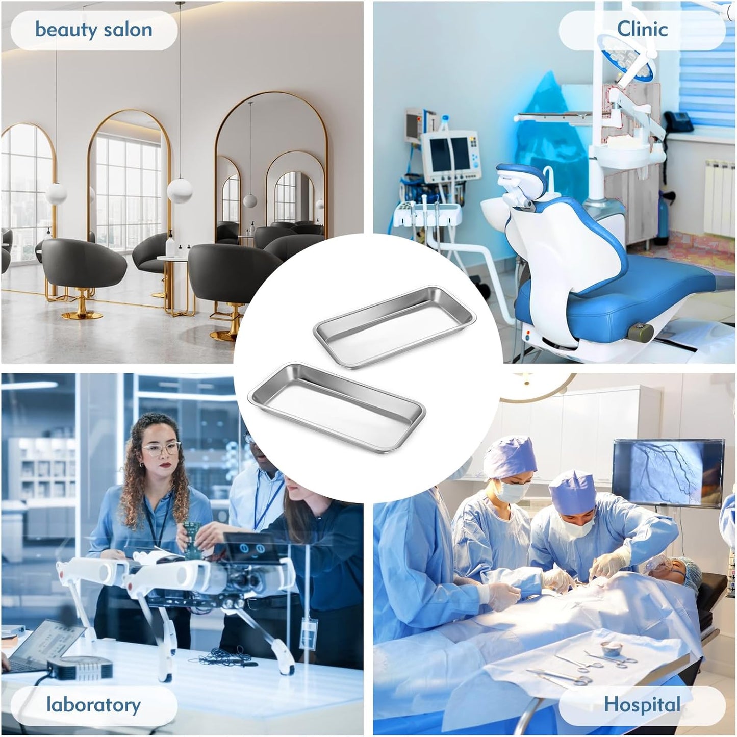 2PCS Metal laboratory supplies trays, stainless steel trays, dental clinical trays, Metal Tray Surgical Sterilization