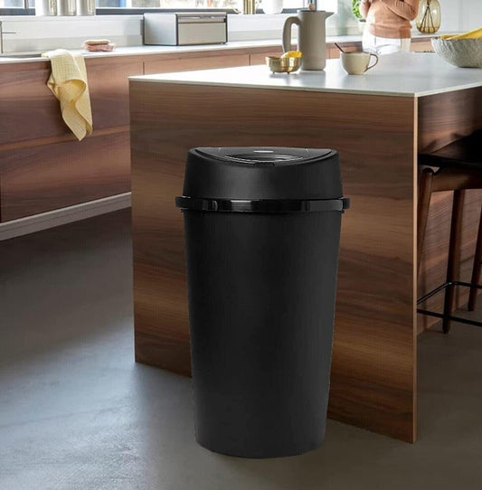 Easy Shopping TOUCH BIN 45L 45 Litre Colour Bin Home Garden Office School Kitchen Top Bin Removable Lid (Black)