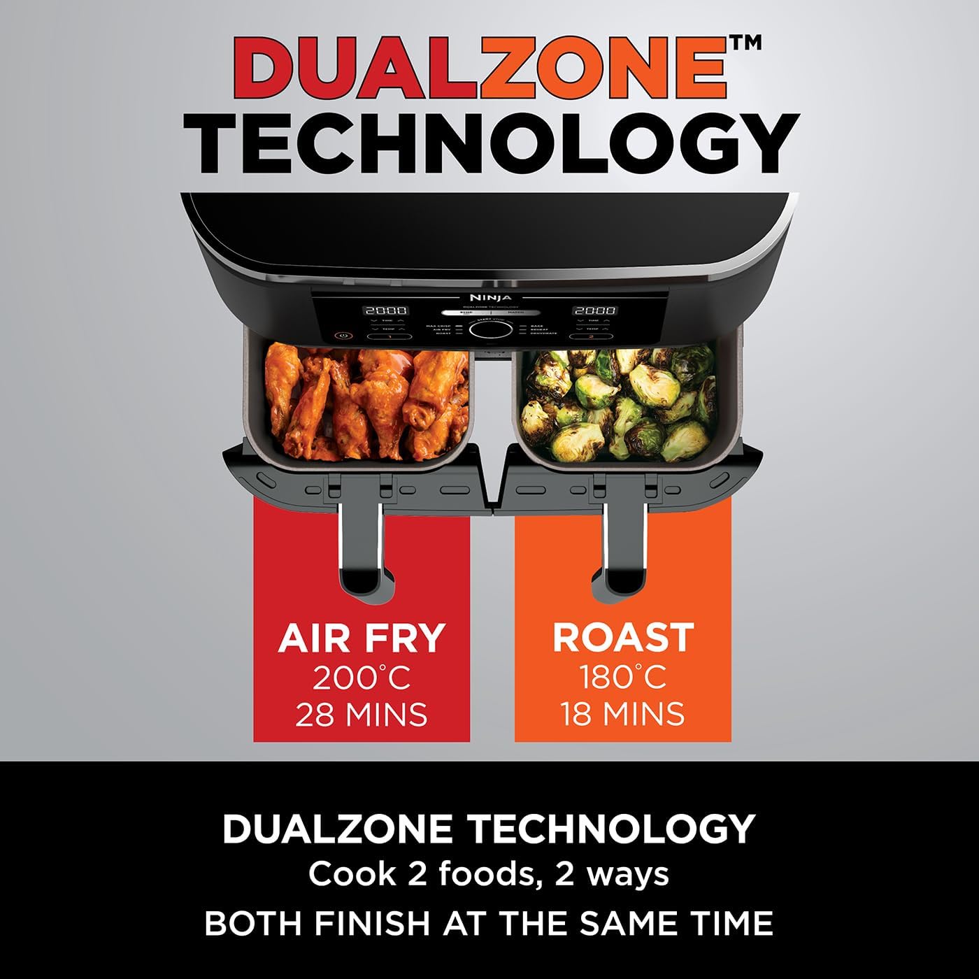 Ninja Dual Zone Air Fryer 7.6L β 6-in-1, No Oil, 2 Drawer, Non-Stick, AF300UK