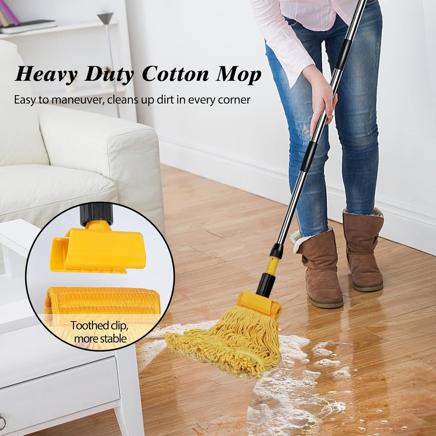 Heavy Duty Commercial Mop with 2 Heads & 120cm Steel Handle β Wet Floor Cleaning