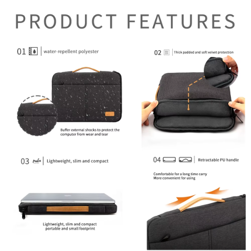 Shockproof Laptop Sleeve Bag – 14" Case for MacBook, HP, Dell, Acer – Travel & Business Notebook Briefcase for Men