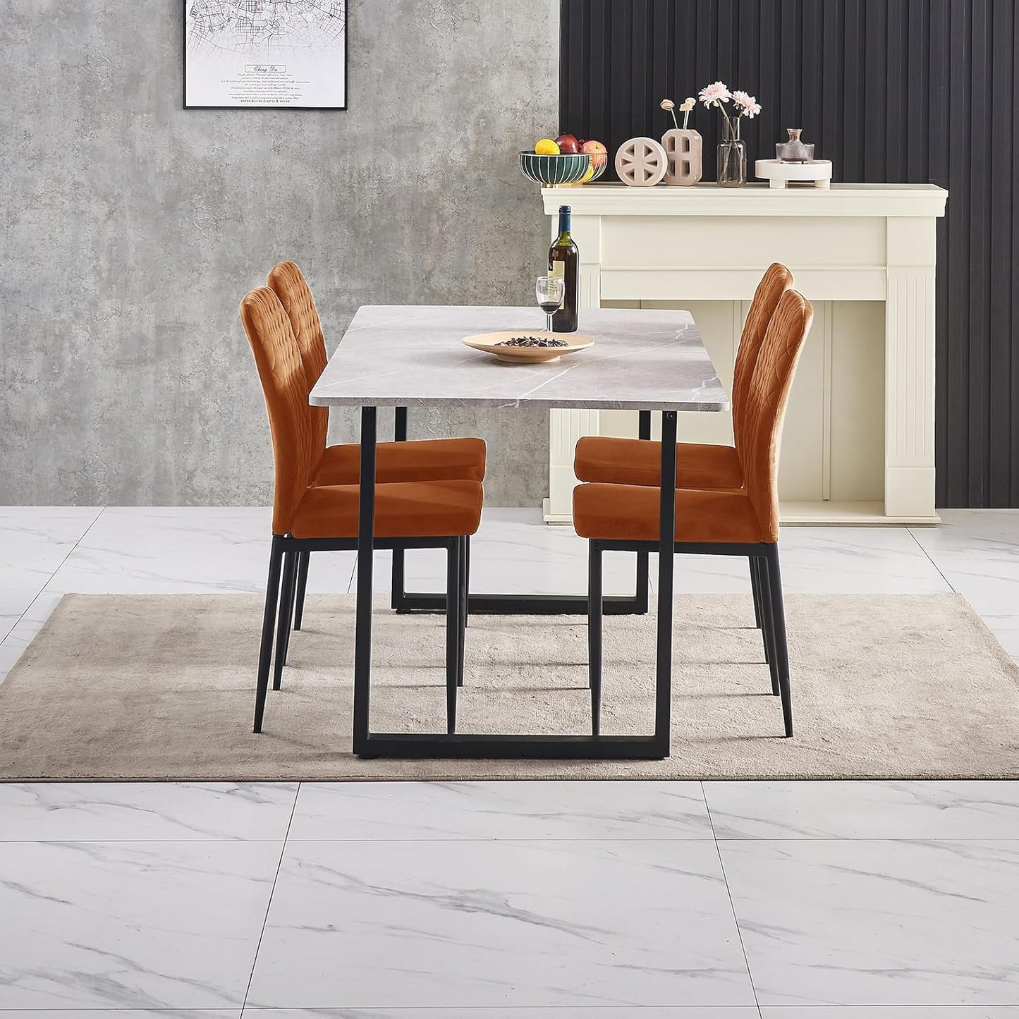 Modern Upholstered Dining Chairs Set of 4/6/8 – High Back, Metal Legs, Multi-Color