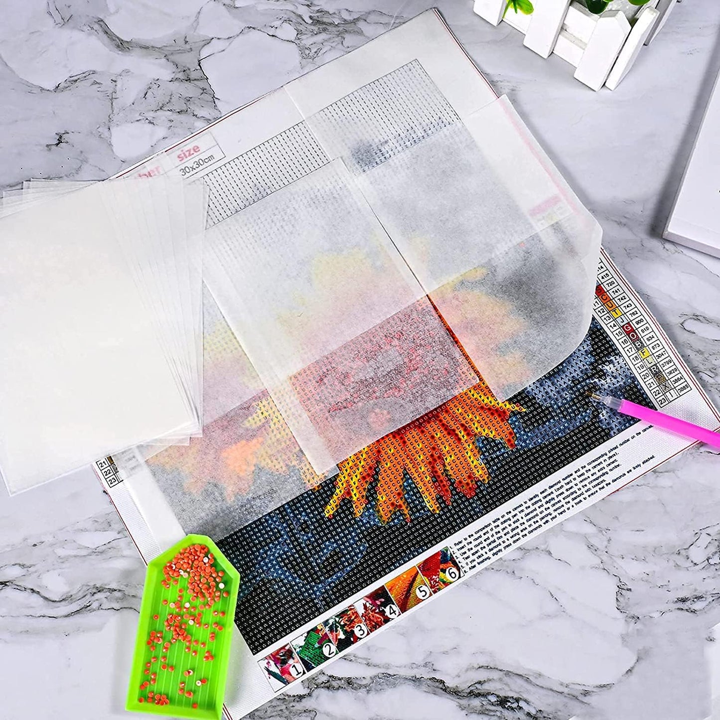 300 Pieces Diamond Painting Release Paper 15 x 15 cm and 15 x 10 cm Double-Sided Non-Stick Cover Replacement 5D Diamond Painting Accessories Tool for Adult Kids
