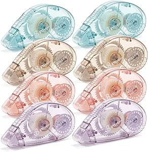 8 Pack Double Sided Tape Roller, Scrapbook Supplies, Glue Roller for Crafts, Double-Sided Adhesive Tape Runner for Scrapbooking, School Office Journaling Supplies (0.31 in X 26.25 ft)