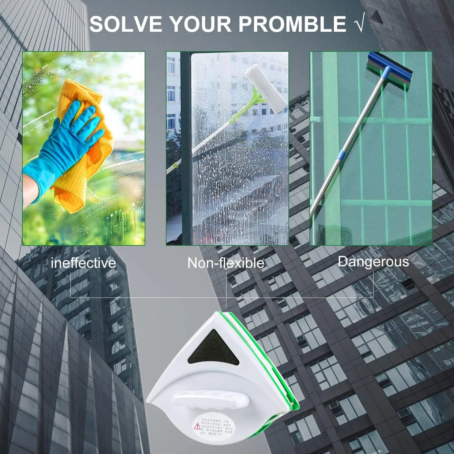 Podazz Magnetic Window Cleaner for 20–30mm Glass – Strong Grip, Streak-Free Shine