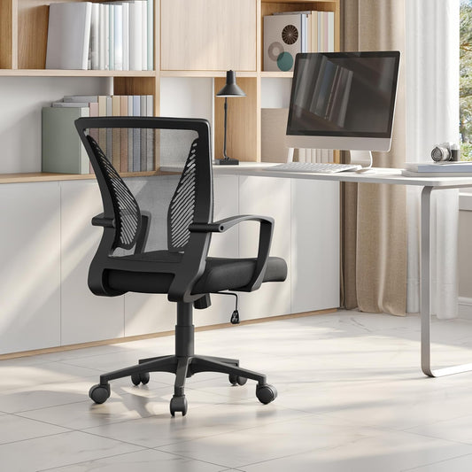 Ergonomic Mesh Office Chair with Lumbar Support & Armrests – Adjustable Swivel