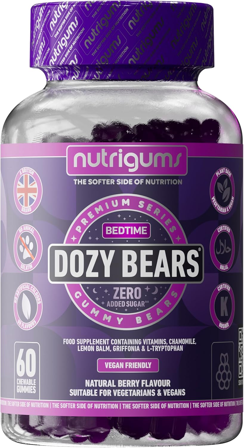 Sleep Support Gummies with 5-HTP, L-Tryptophan & Vitamins β Vegan, Berry Flavor, 60 Ct