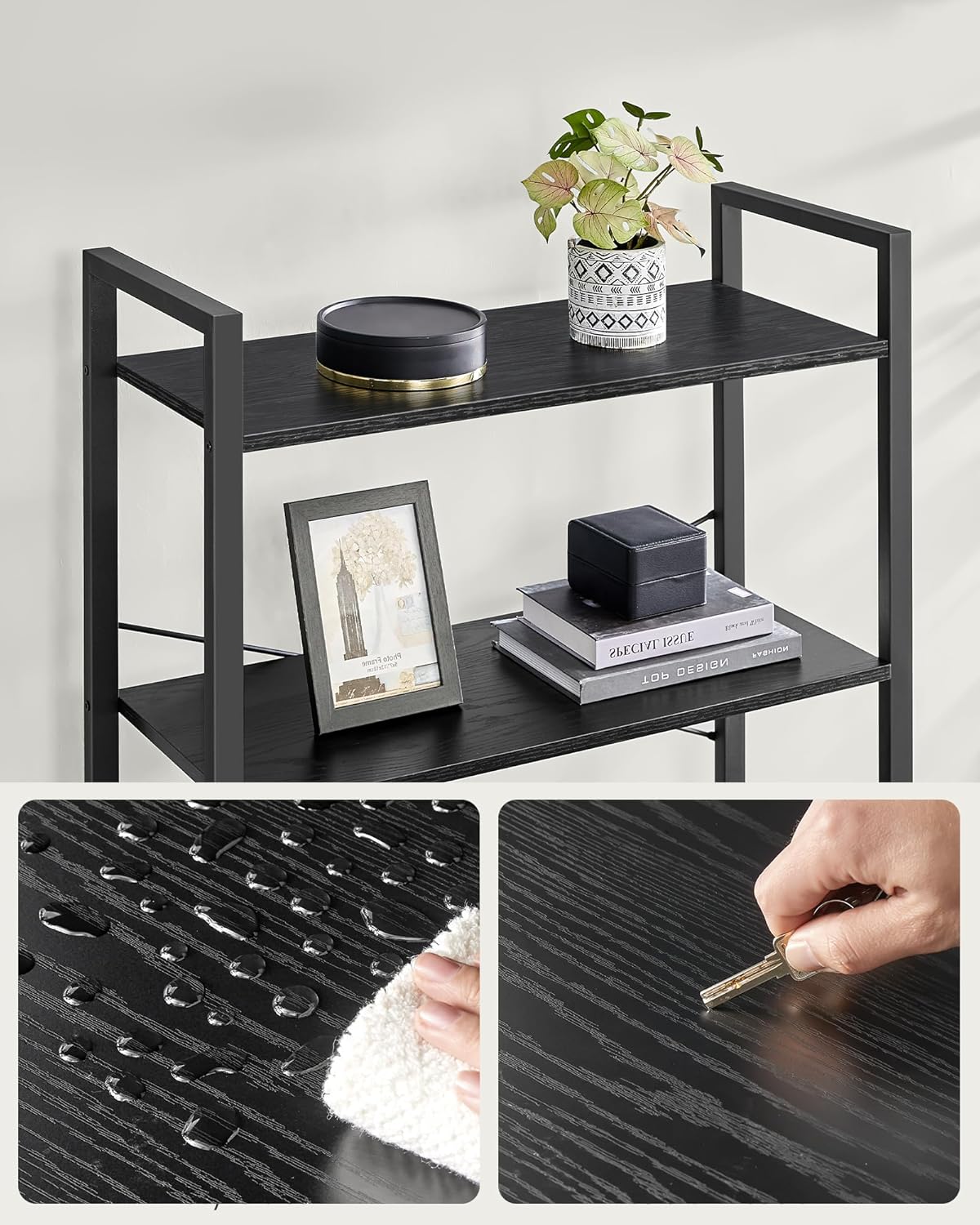 VASAGLE 6-Tier Industrial Bookshelf – Ebony & Ink Black Bookcase for Home & Office 30 x 80 x 186 cm