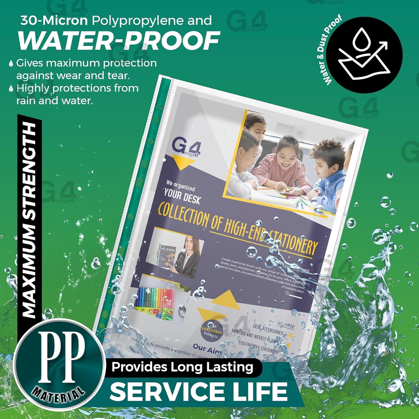 100 A4 Clear Plastic Punched Pockets – 30 Micron Sheet Protectors for Files & Folders