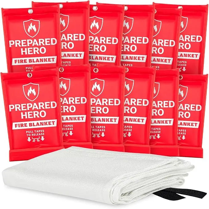 Pack of 17 - Emergency Fire Suppression Blanket 40” x 40” Fiberglass Fire Blanket for Home & Kitchen