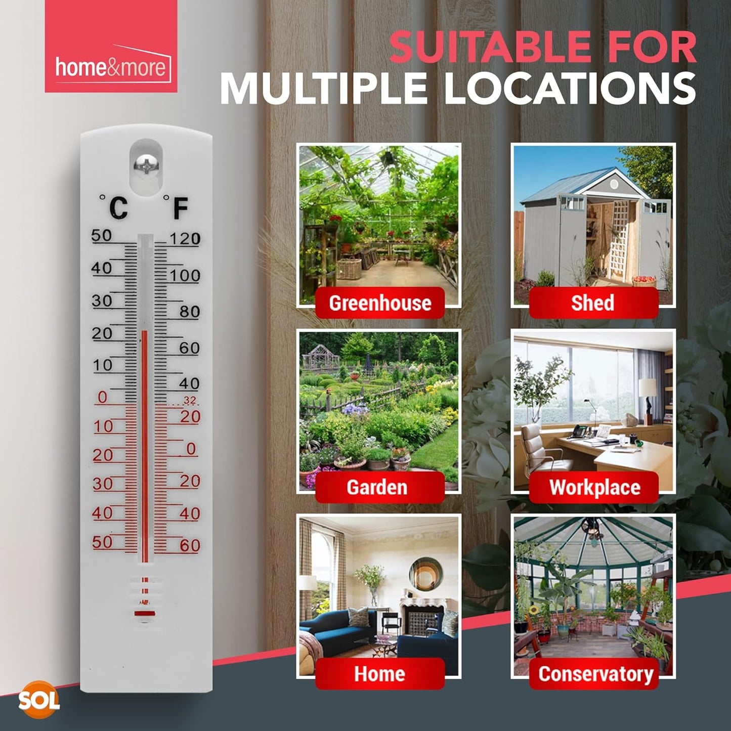 2-Pack Wall Thermometer – Indoor/Outdoor Temp Monitor, Easy Mount, Accurate Reading