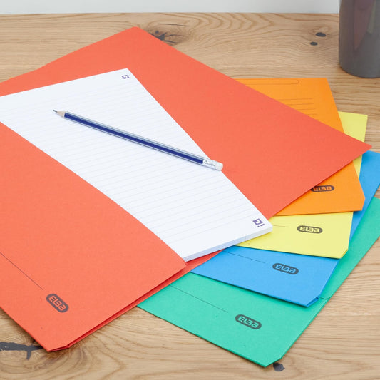 Elba A4+ Foolscap Document Wallets – Assorted Colors, Pack of 10 Durable Folders