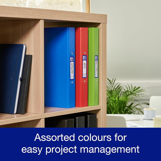 Oxford A4 Ring Binders 40mm – Pack of 3, Red Green Blue Durable Office Folders