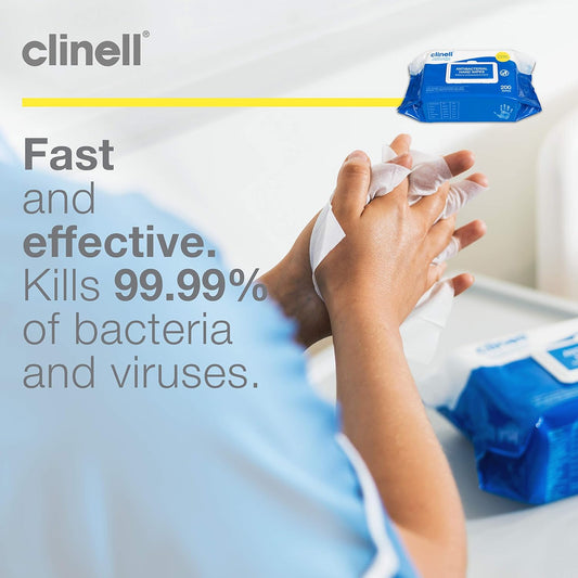 Clinell Antimicrobial Hand Wipes Pack of 1 200 Wipes Antibacterial Dermatologically Tested