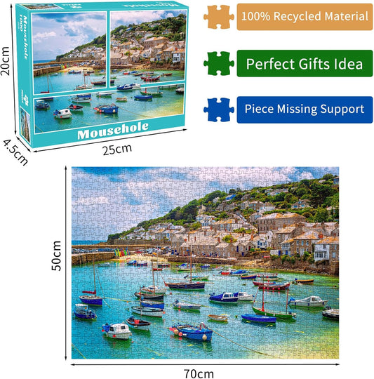 Mousehole Harbour Jigsaw Puzzles for Adults 1000 Jigsaws Mousehole Village Jigsaws 1000 Pieces for Adults Gifts