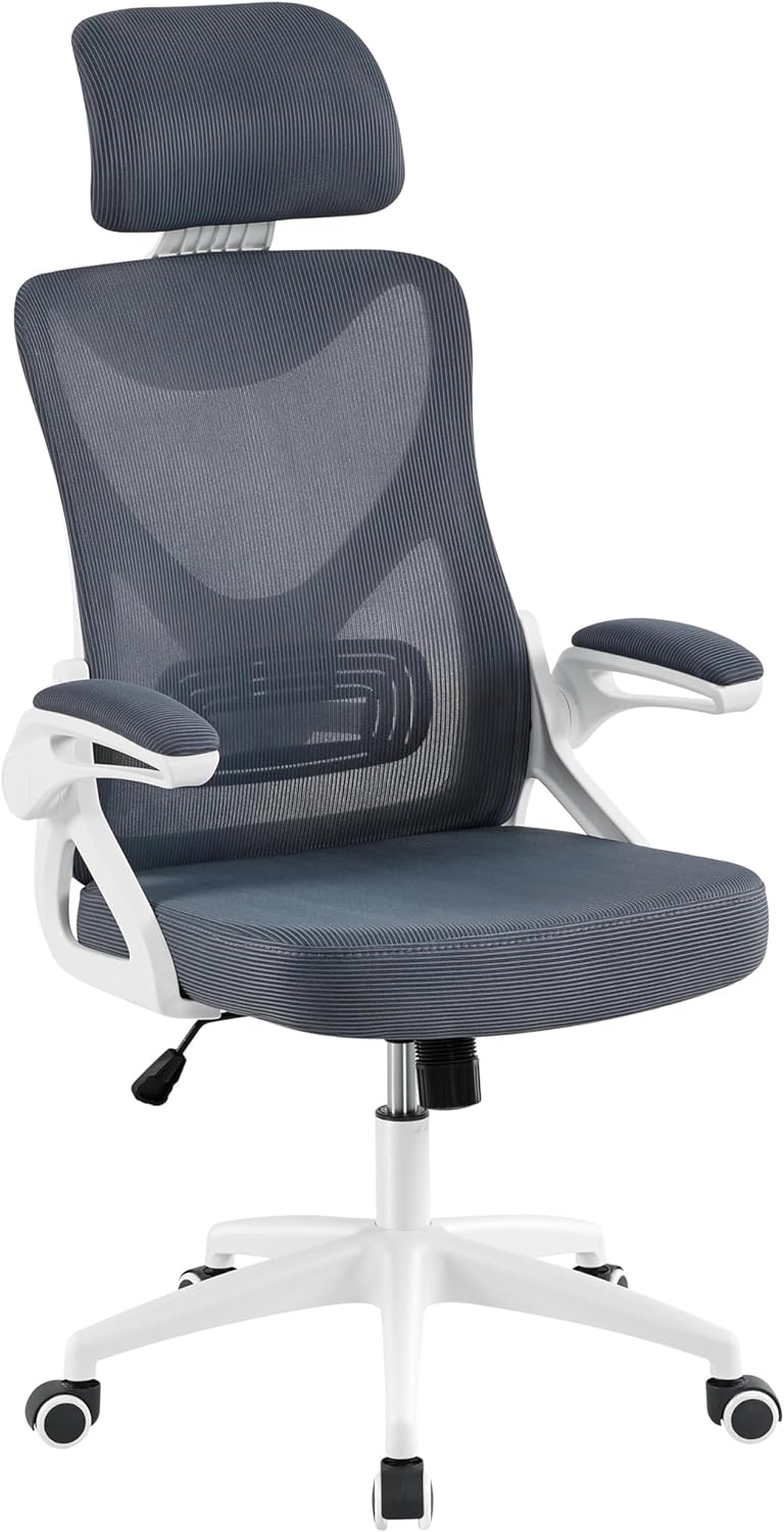 Ergonomic High Back Office Chair with Lumbar Support & Flip-up Arms for Home