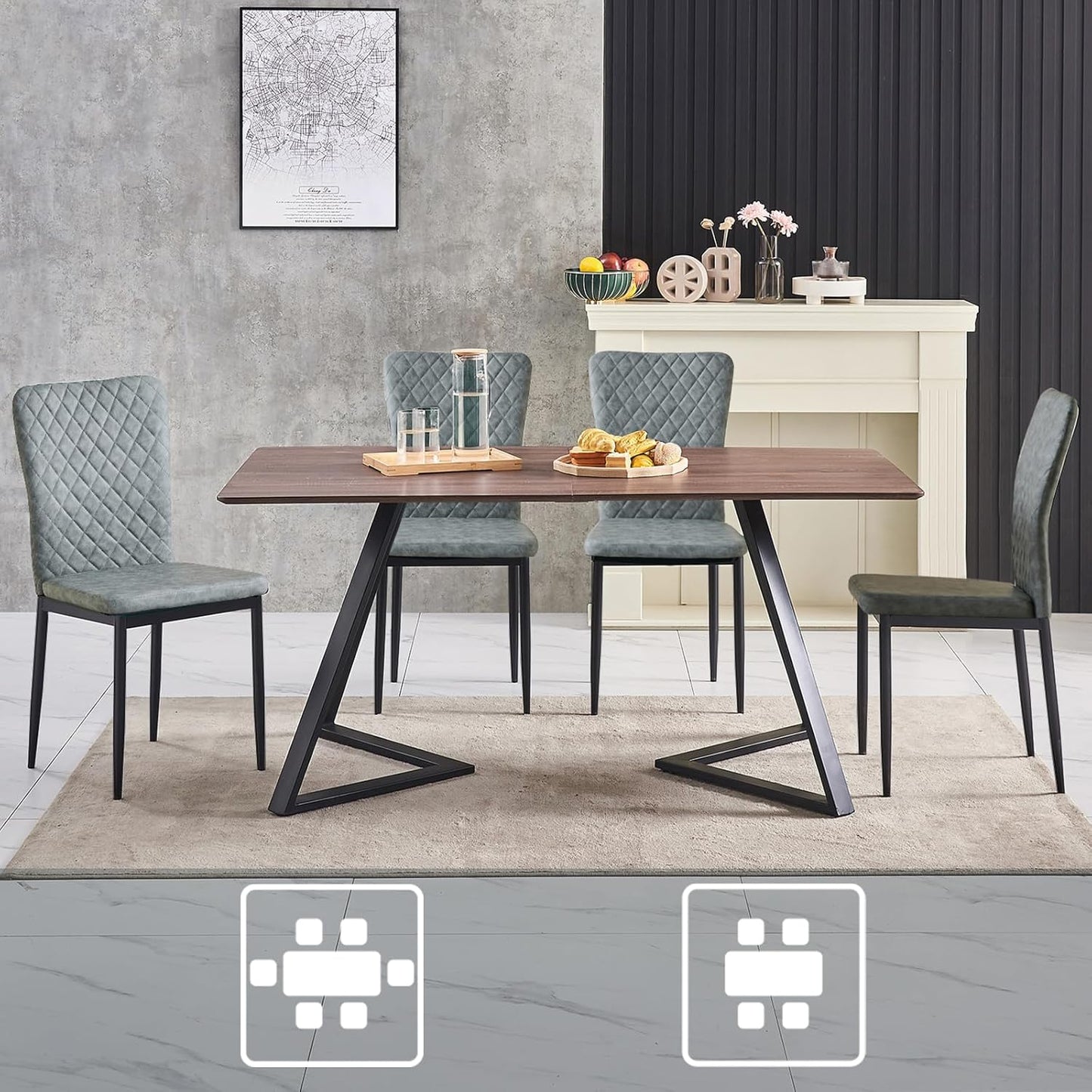 Modern Upholstered Dining Chairs Set of 4/6/8 – High Back, Metal Legs, Multi-Color