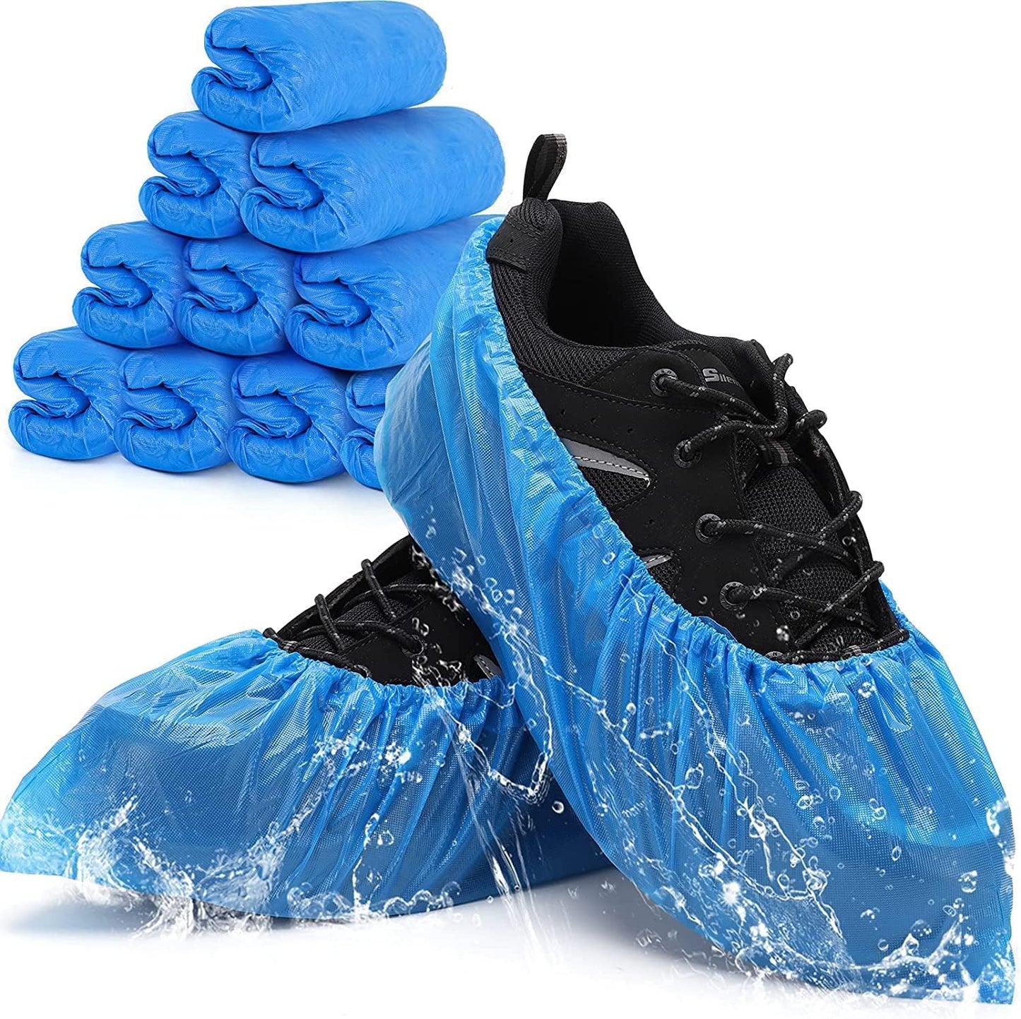 HOT BARGAINS Pack of 100 (50 Pairs) Disposable Shoes Covers Waterproof Shoe Booties Disposable Non Slip, One Size Fits All (100)