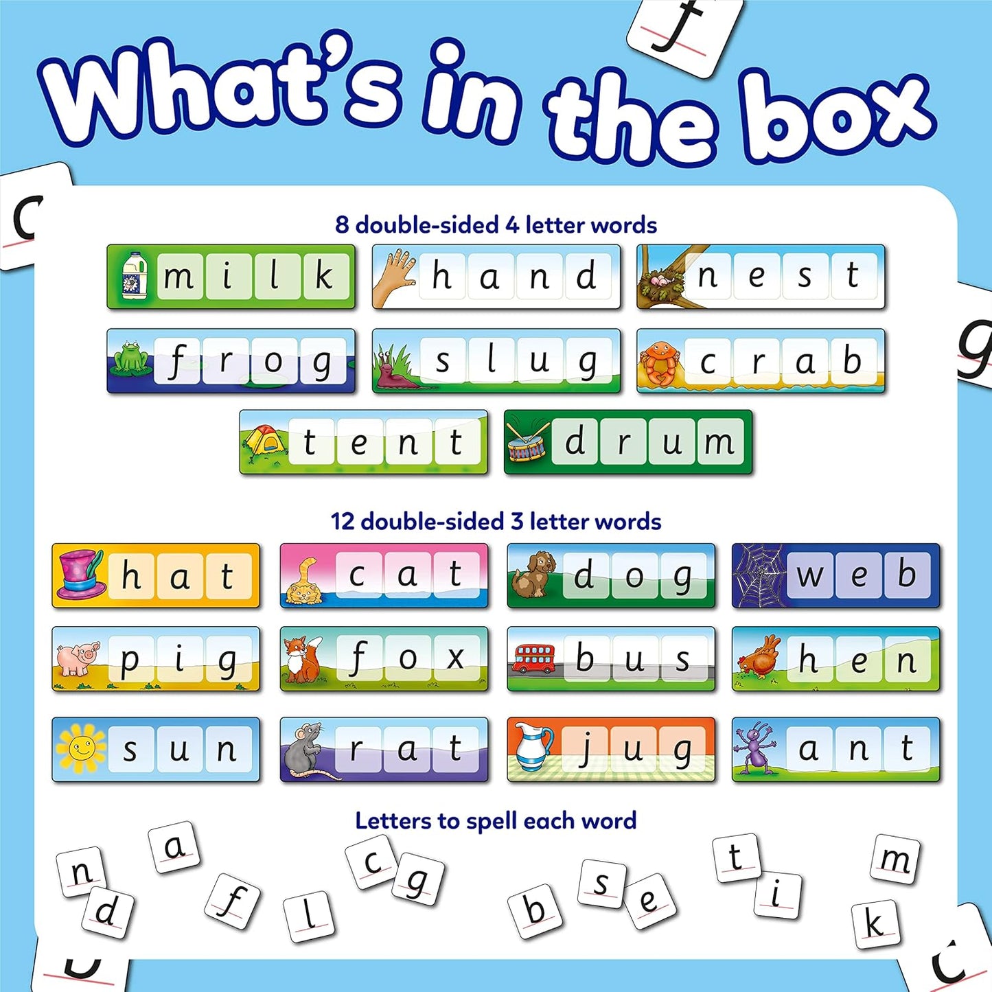 Orchard Toys Match and Spell Game - Kids Learning & Educational Toys with Sight Words & Flash Cards - Alphabet & Spelling Games for 4 Year Olds and Up - Word Building & Phonics Games for Boys & Girls
