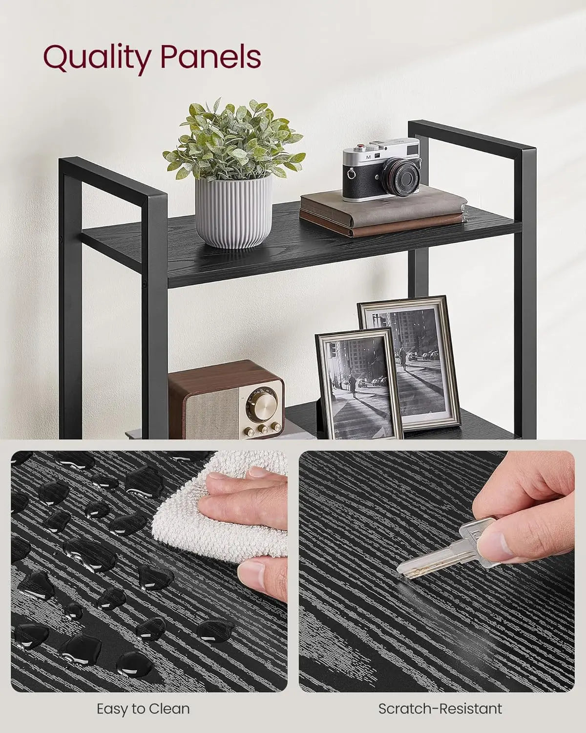 VASAGLE 5-Tier Industrial Bookshelf – Modern Bookcase for Office, Living Room, Bedroom – Ebony & Ink Black Shelving Unit, 30x66x153 cm, Durable & Stylish Storage