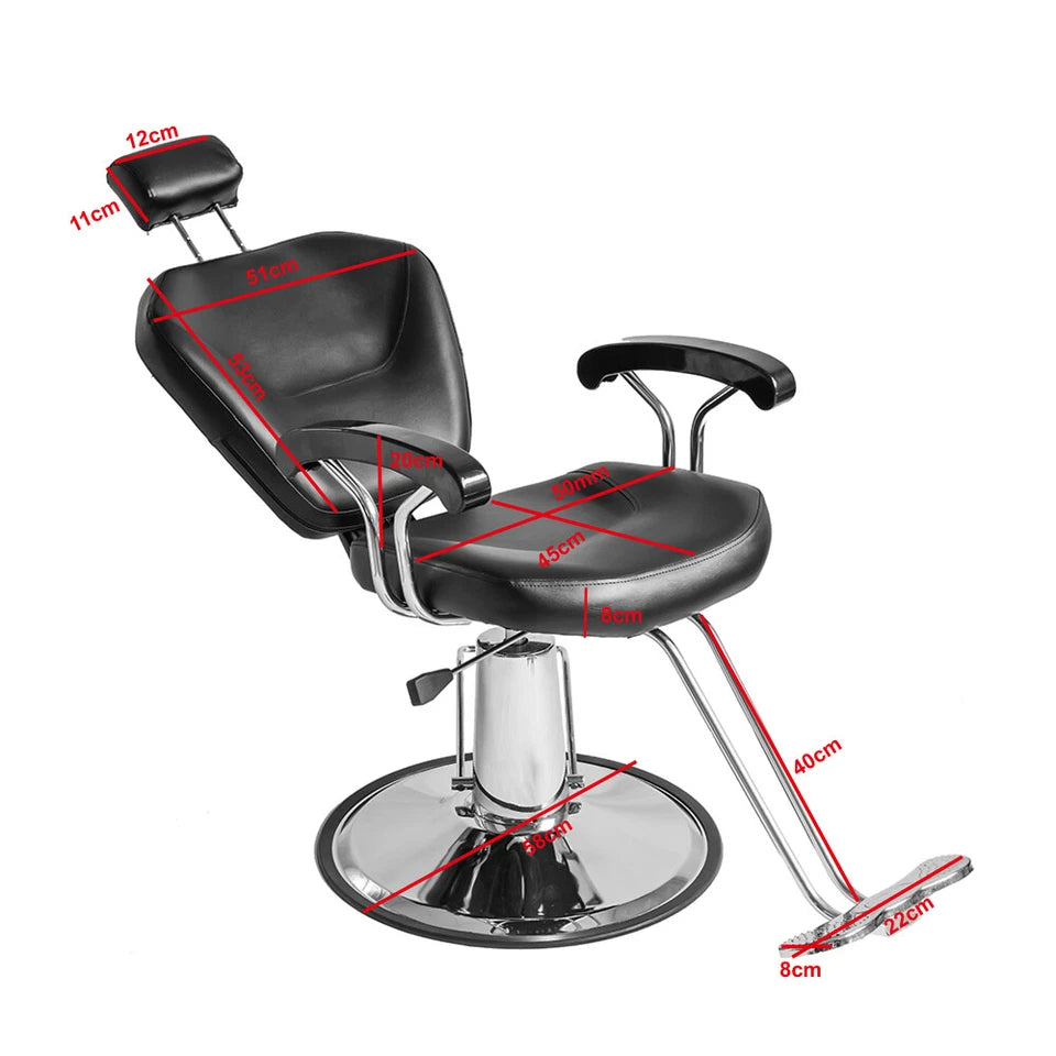 Reclining Barber Chair Swivel Salon Chair PU Leather Beauty Chair with Headrest