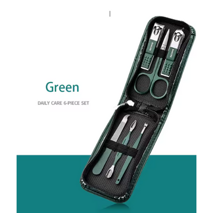 6-Piece Stainless Steel Manicure & Pedicure Set – Nail Clippers with Travel Case