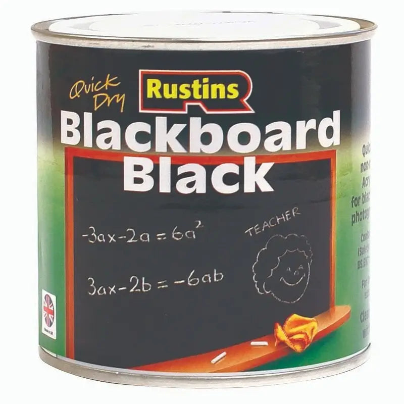 Rustins Blackboard Black 500ml Quick-Drying Paint For Creating Chalkboards Interior Use