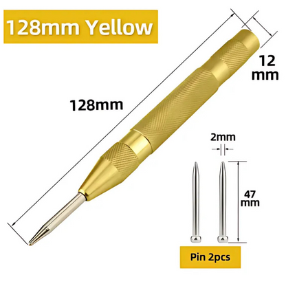 Automatic Center Punch Tool – Spring Loaded, Metal/Wood Marking for Drilling