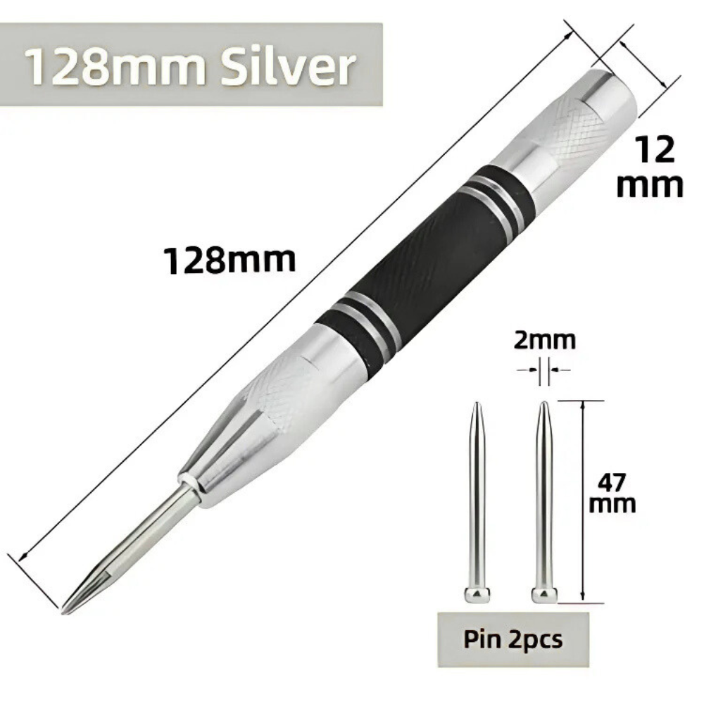 Automatic Center Punch Tool – Spring Loaded, Metal/Wood Marking for Drilling
