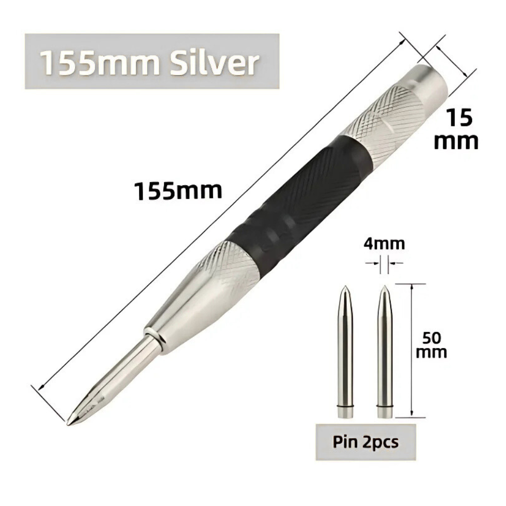 Automatic Center Punch Tool – Spring Loaded, Metal/Wood Marking for Drilling