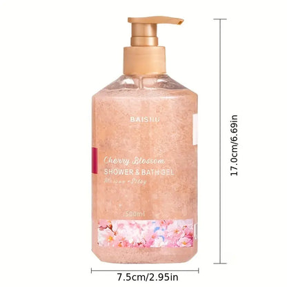 500ml Large Capacity Cherry Blossom Petal Body Shower Gel - Moisturizing Formula