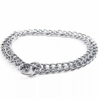 Heavy Duty Double Choke Dog Collar – Strong Metal Chain for Training & Control (21.5 in )