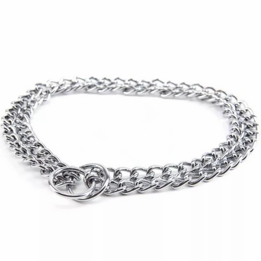 Heavy Duty Double Choke Dog Collar – Strong Metal Chain for Training & Control (21.5 in )