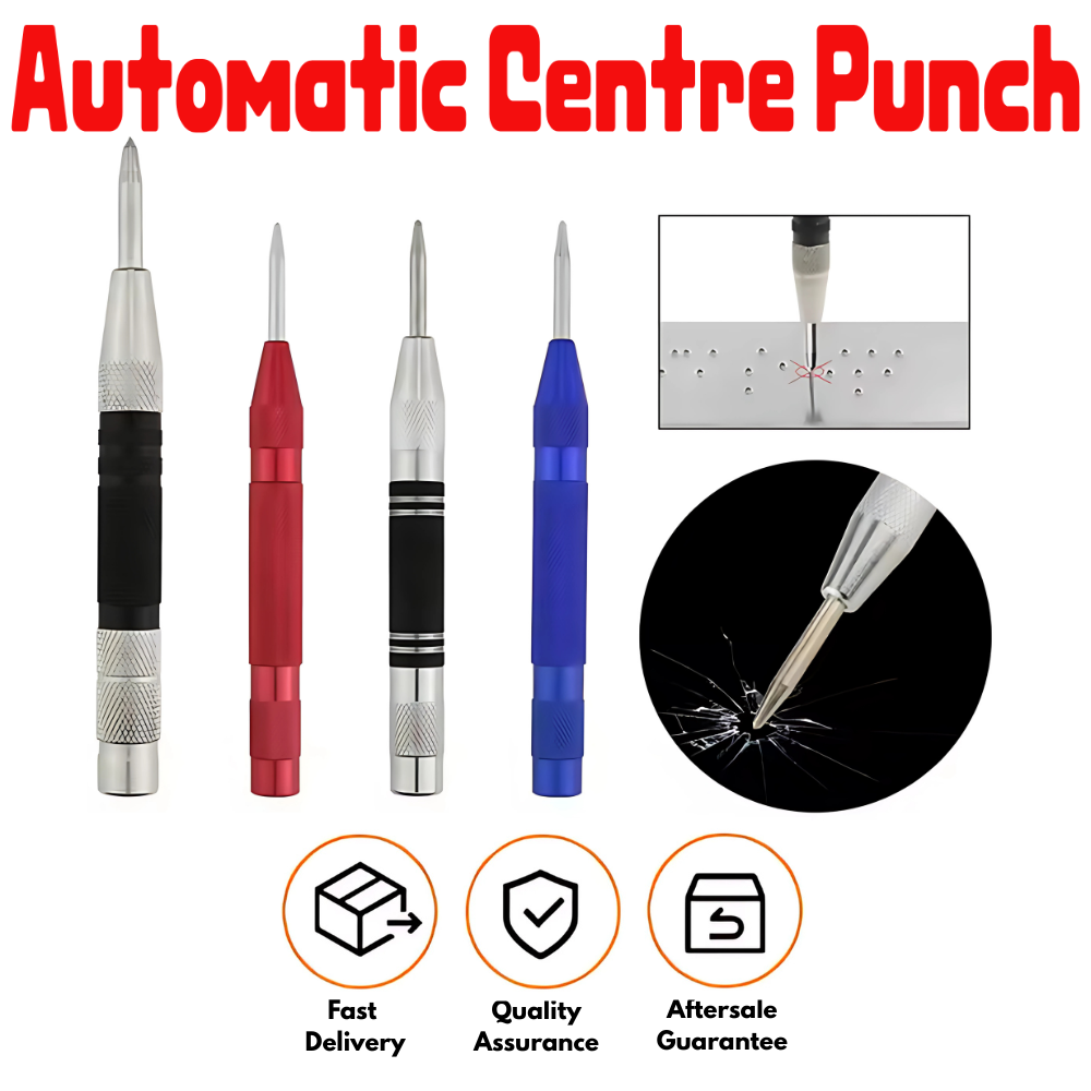 Automatic Center Punch Tool – Spring Loaded, Metal/Wood Marking for Drilling