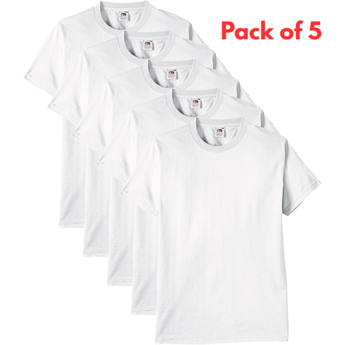 Fruit Of The Loom Heavy Cotton White T-Shirt Pack of 5