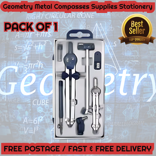 7PCS Metal Geometry Set – Compass, Ruler & Pro Tools for Students & Architects