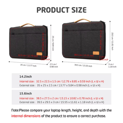 Shockproof Laptop Sleeve Bag – 14" Case for MacBook, HP, Dell, Acer – Travel & Business Notebook Briefcase for Men