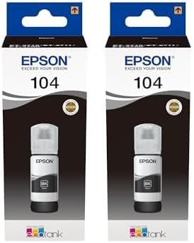 Epson EcoTank 104 Black Ink Bottle – Genuine Refill Ink (Pack of 2) for EcoTank Printers