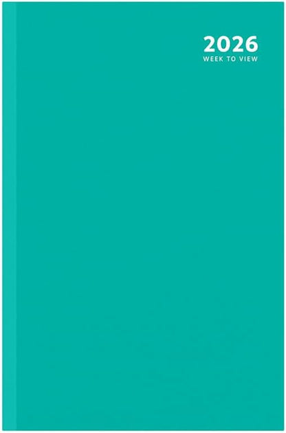 2026 A4 Week to View Diary Colour Fashion A4 2026 WTV Year Planner Desk Diary Ribbon Marker, Turquoise