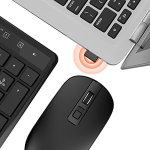 Wireless Keyboard and Mouse Combo – Full Size, Silent Keys, USB, UK Layout – Black