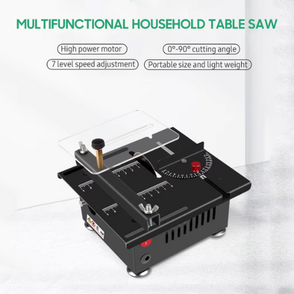 100W Mini Table Saw – Adjustable Speed & Angle, 16MM Depth – Cuts Wood, Plastic & Acrylic