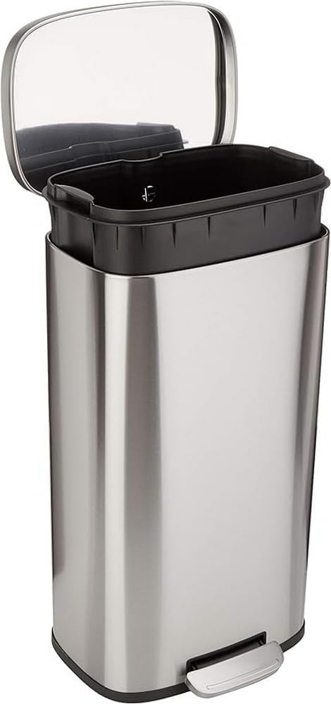 30L Soft-Close Rectangular Kitchen Bin with Steel Pedal – Satin Nickel Finish