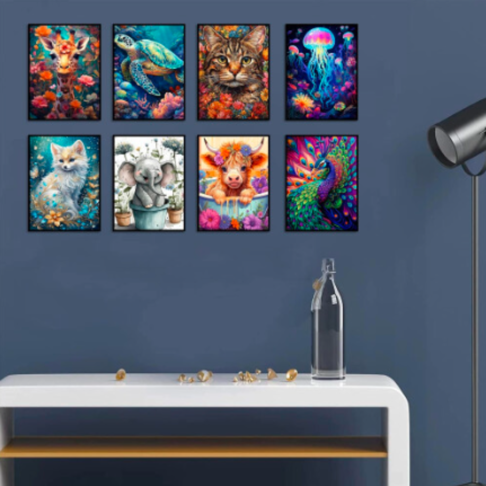 BEAYIOU 9 Pack Animal Diamond Painting Kits for Adults?5D DIY Cow Elephant Dragon Diamond Art Kits for Beginners Round Full Drill Painting with