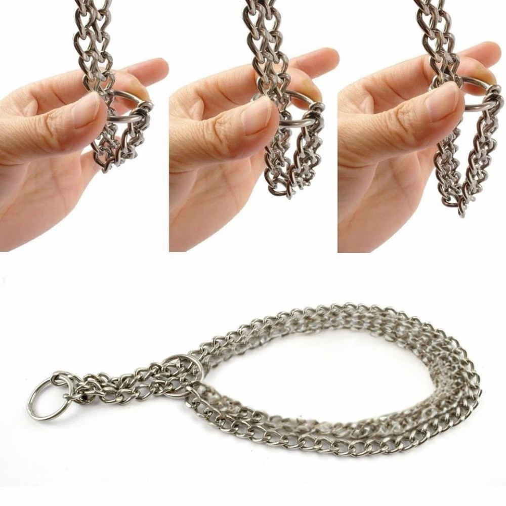 Heavy Duty Double Choke Dog Collar – Strong Metal Chain for Training & Control (21.5 in )